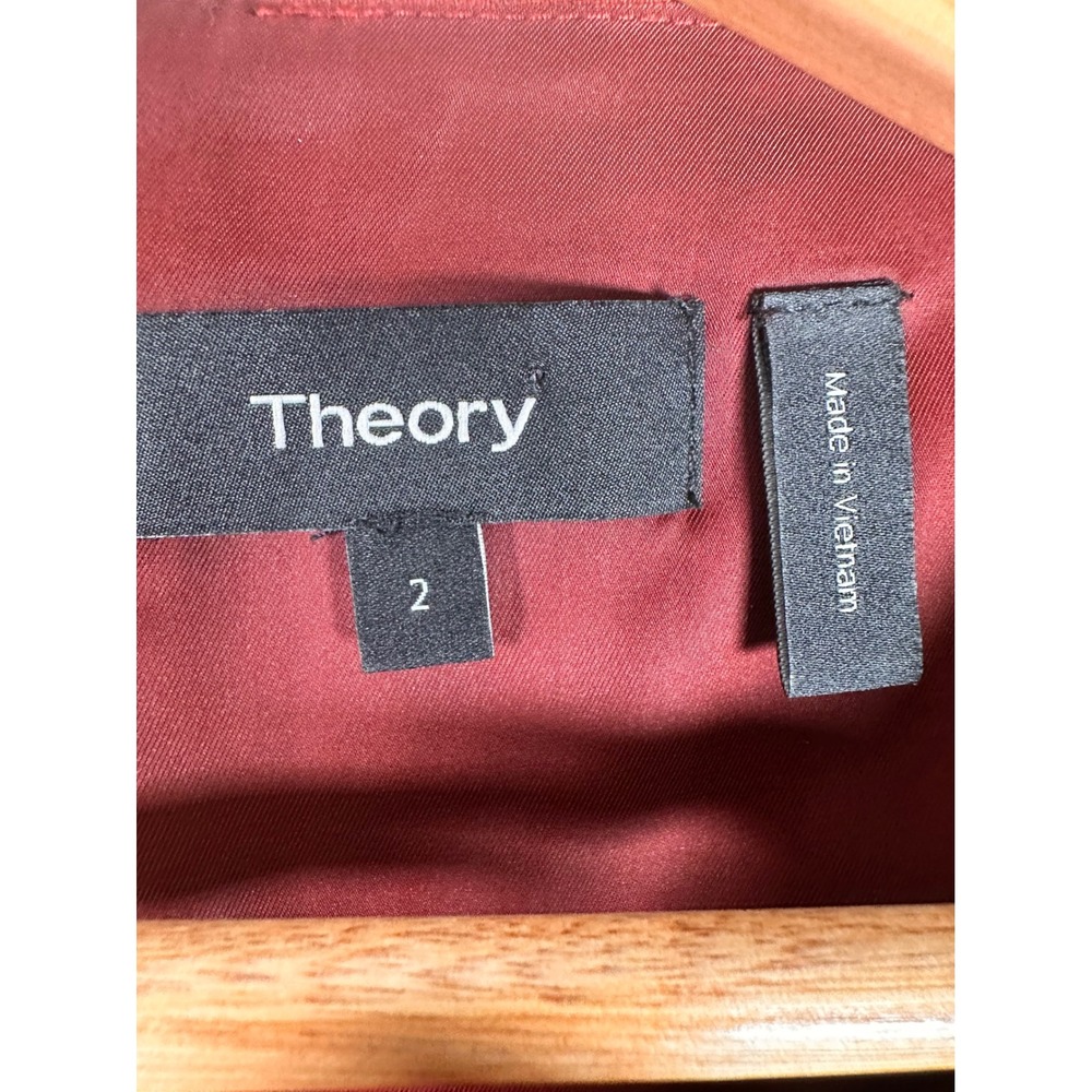 Theory Sheath Dress Women 2 Red Wool Blend 3/4 Sleeve Raneid workwear office - Picture 4 of 5